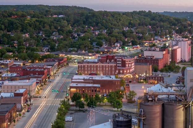 Dusk photo of Main Street in Red Wing