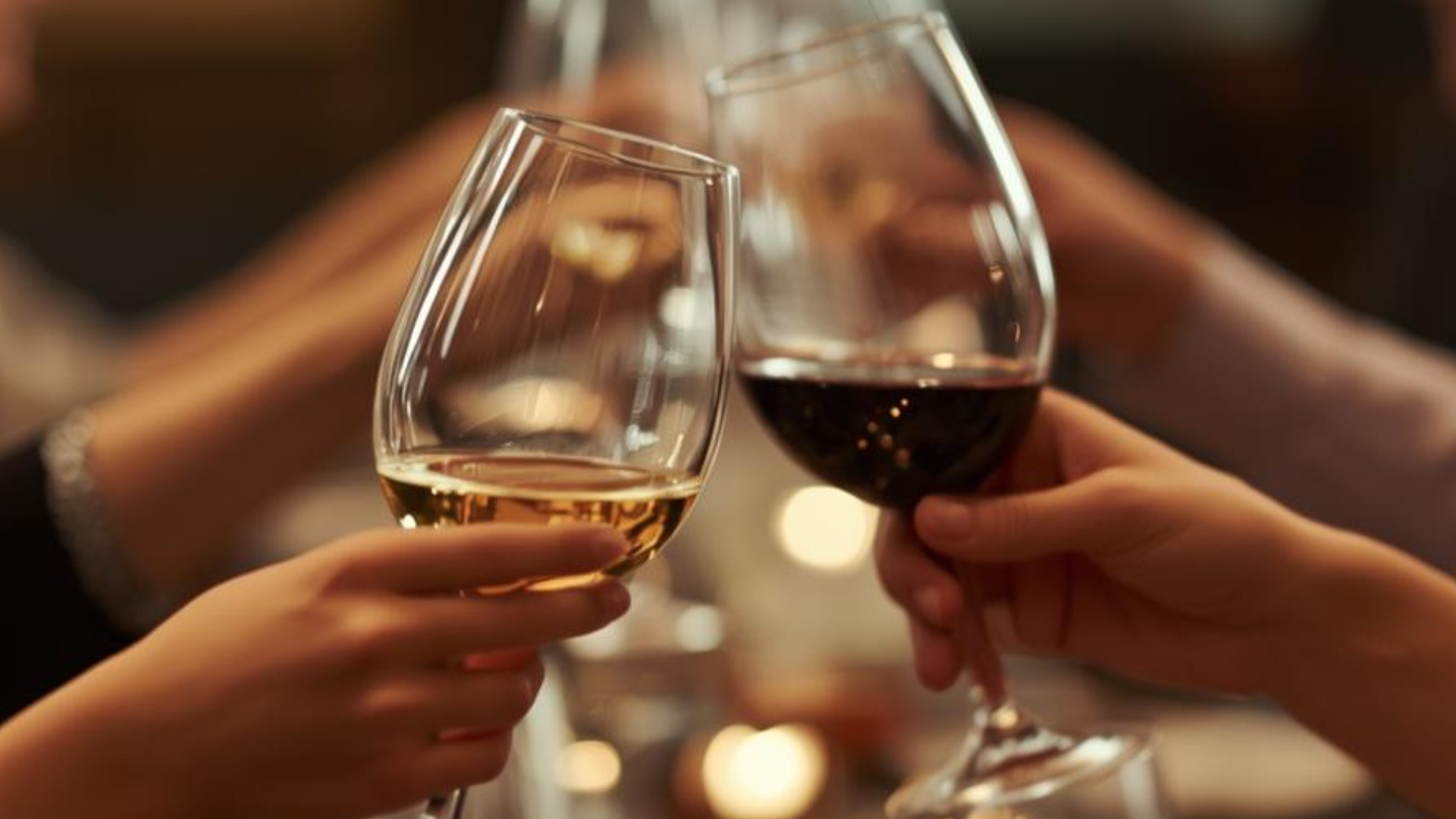 Wine glasses cheersing